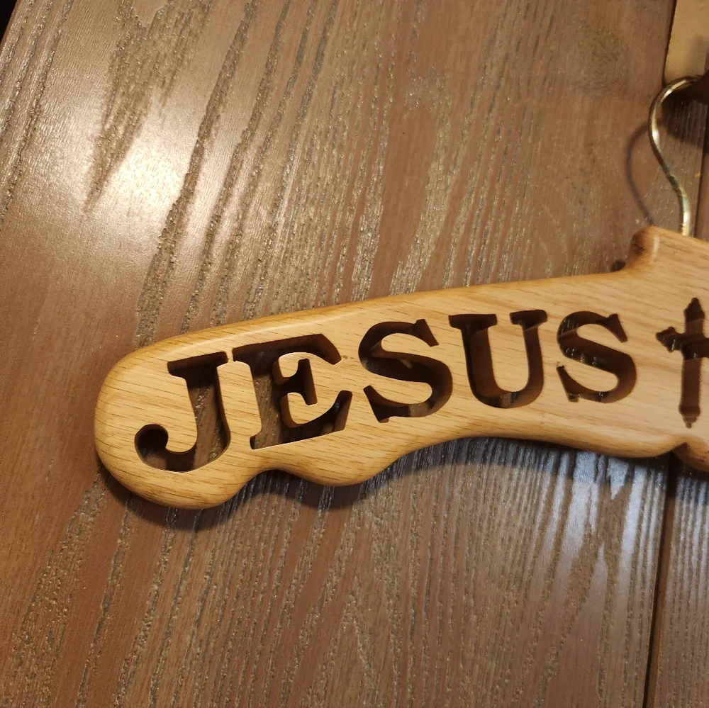 Solid Wood Religious Cross JESUS LIVES Cut Out 17